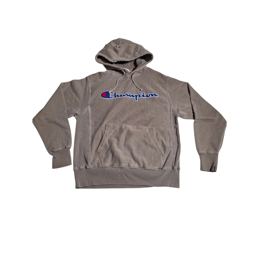Vintage Champion Reverse Weave Hoodie 1990s Script Logo Brown Medium BG